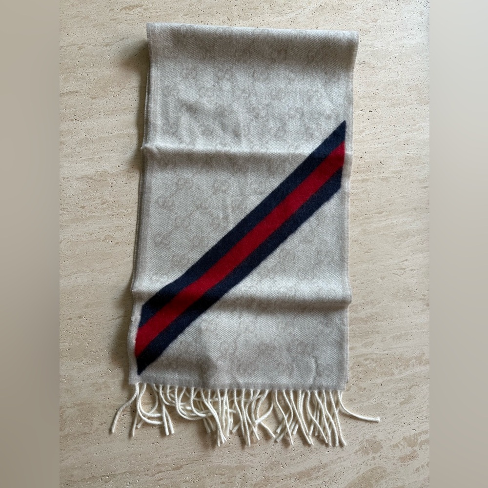 NWT Gucci GG Jacquard  Wool Scarf/Shawl - Picture 8 of 15